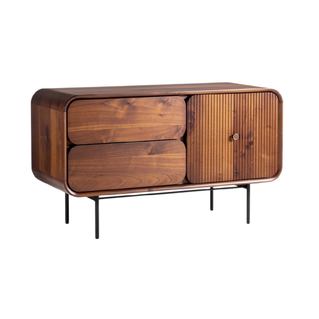 Meuble console en bois avec tiroirs et finition classique