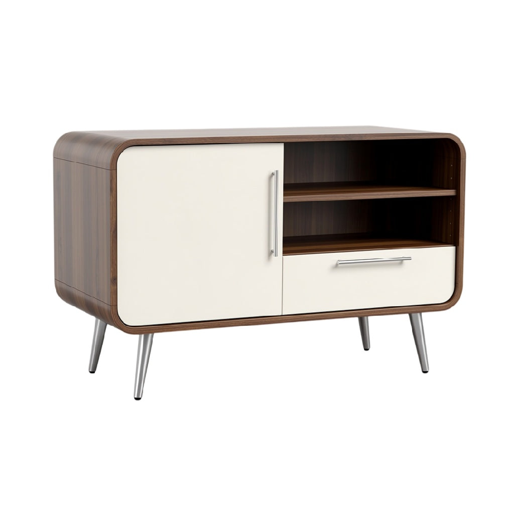 Meuble de rangement moderne en bois avec portes et étagères