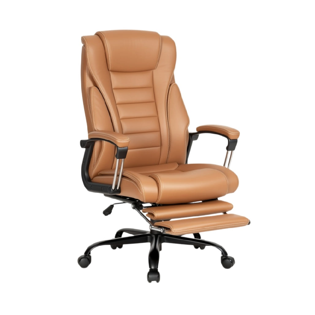 Fauteuil de bureau ergonomique en cuir synthétique avec repose-pieds