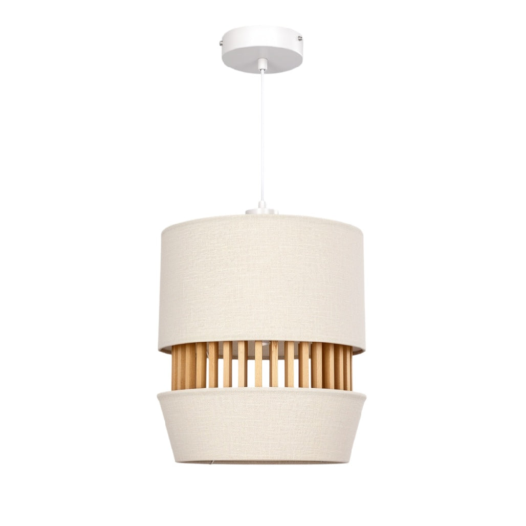 Suspension en tissu et bois avec design contemporain