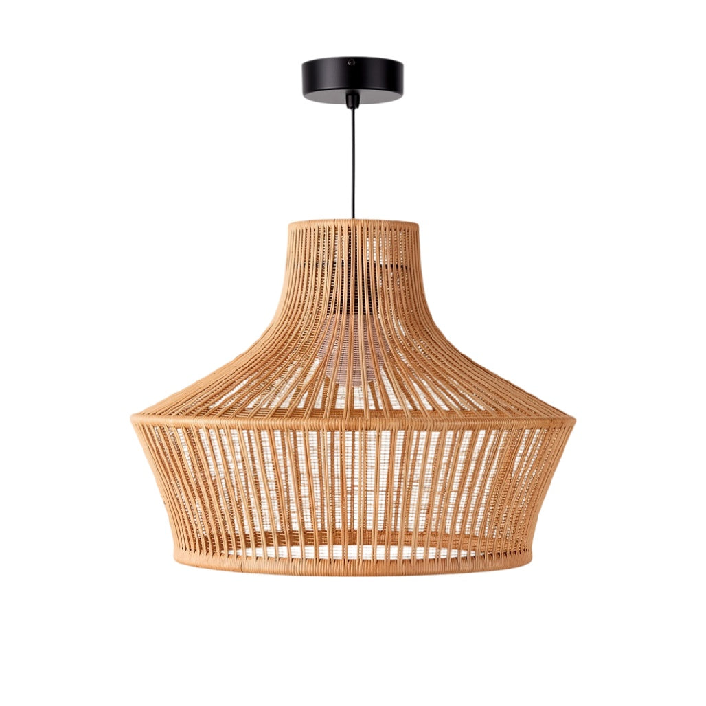 Suspension en rotin tressé au design contemporain