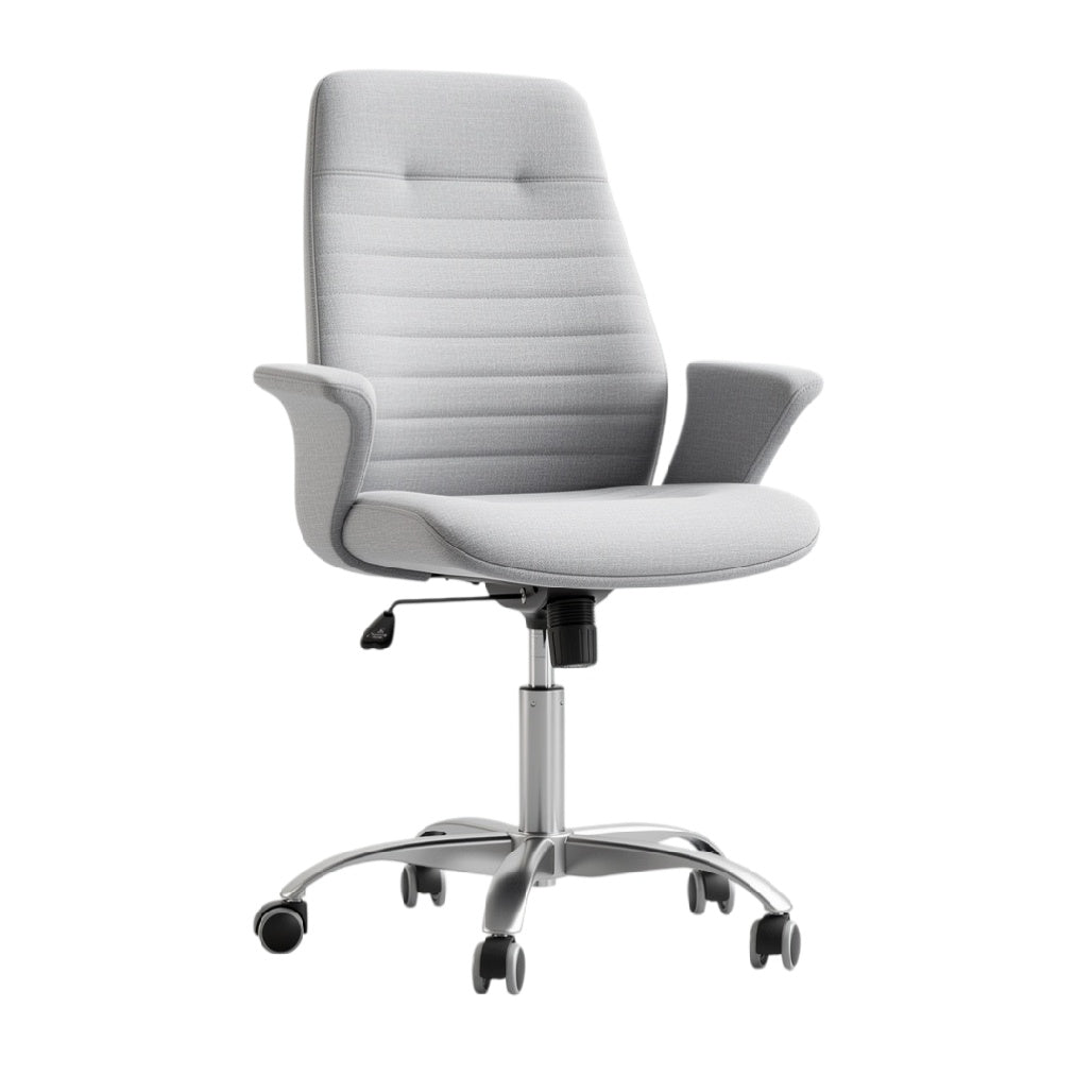 Chaise de bureau ergonomique réglable en gris avec roulettes