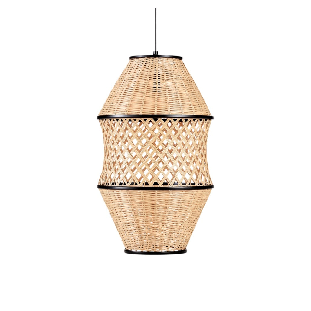 Lampe suspendue en rotin tissé - Design moderne et artisanal