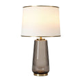 Lampe de table en verre strié, abat-jour blanc, design moderne