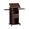 Bureau mobile en bois avec plateau inclinable et rangements intégrés